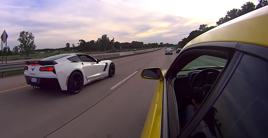 2015 C7 Z06 (A8) vs SLP Supercharged Camaro SS (572 rwhp)