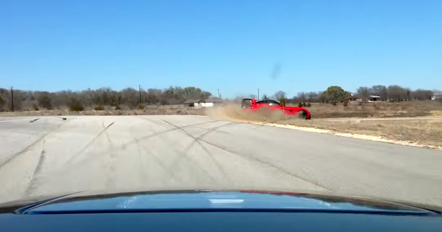 2010 Corvette ZR1 versus 2008 Dodge Viper ACR, Viper slides off track