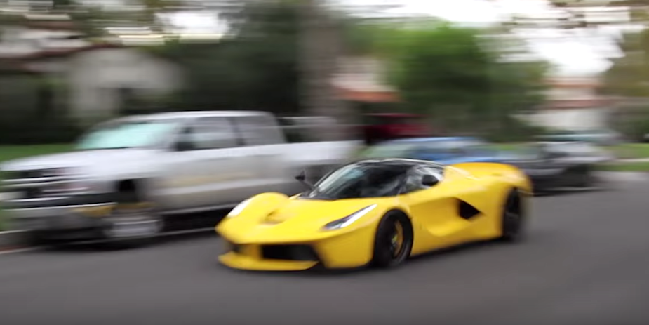 Ferrari LaFerrari NEAR CRASH, BURNOUT, REVVING & SMOKING in a Neighborhood?