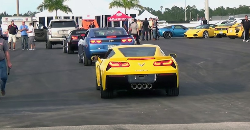 Corvettes on track in Palm Beach, Florida