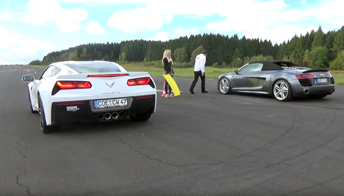 Chevrolet Corvette Stingray Z51 VS Audi R8 V10 TFSI - Drag Race